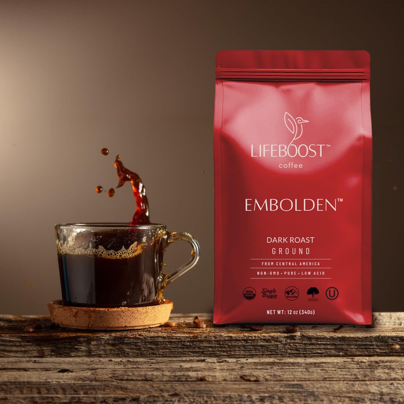 Lifeboost Dark Roast Ground Coffee - Non-GMO Low Acid Single Origin USDA Organic Dark Roast Coffee - Third Party Tested For Mycotoxins & Pesticides - 12 Ounces - Image 2